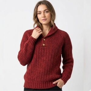 Northern Watters Knitwear Two-Button Popcorn Shawl Collar Pullover 100% Wool